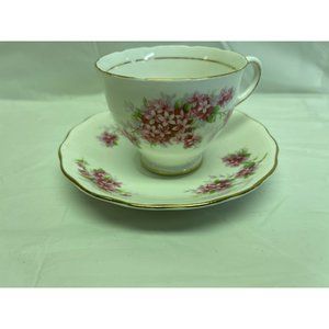 Colclough Teacup Saucer Set Fine Bone China England Pink Floral